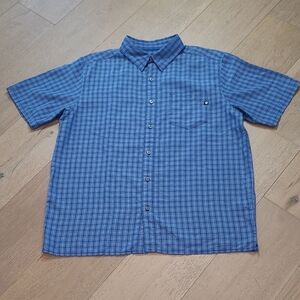 EUC Marmot Blue Plaid Short Sleeve Shirt Men's L Button Up Shirt